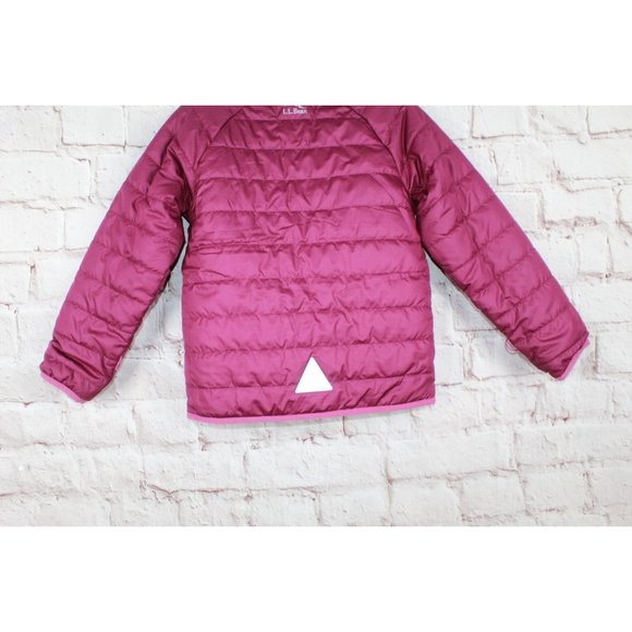 LL Bean Pink Quilted Waterproof Full Zipper All-Season Jacket Size M 5-6 - Picture 8 of 10